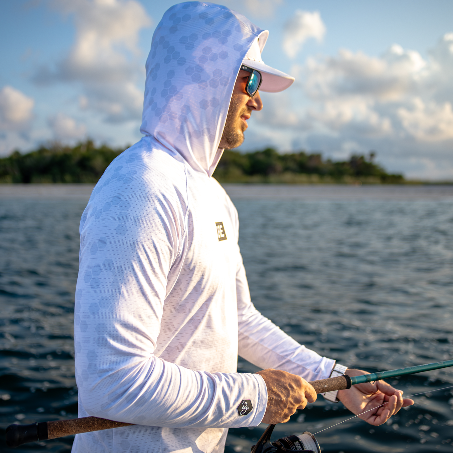 Name Badge LS Performance Hoodie - White Hex