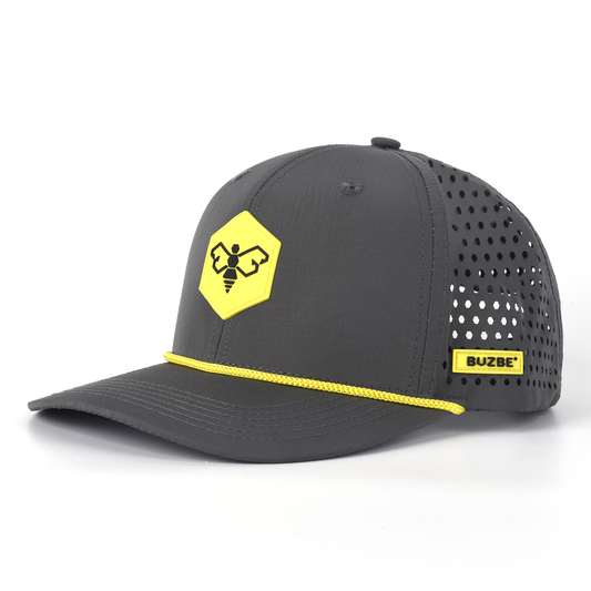 Bee Logo Performance Trucker Hat-Dark Grey