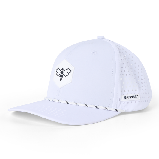 Bee Logo Performance Trucker Hat - White
