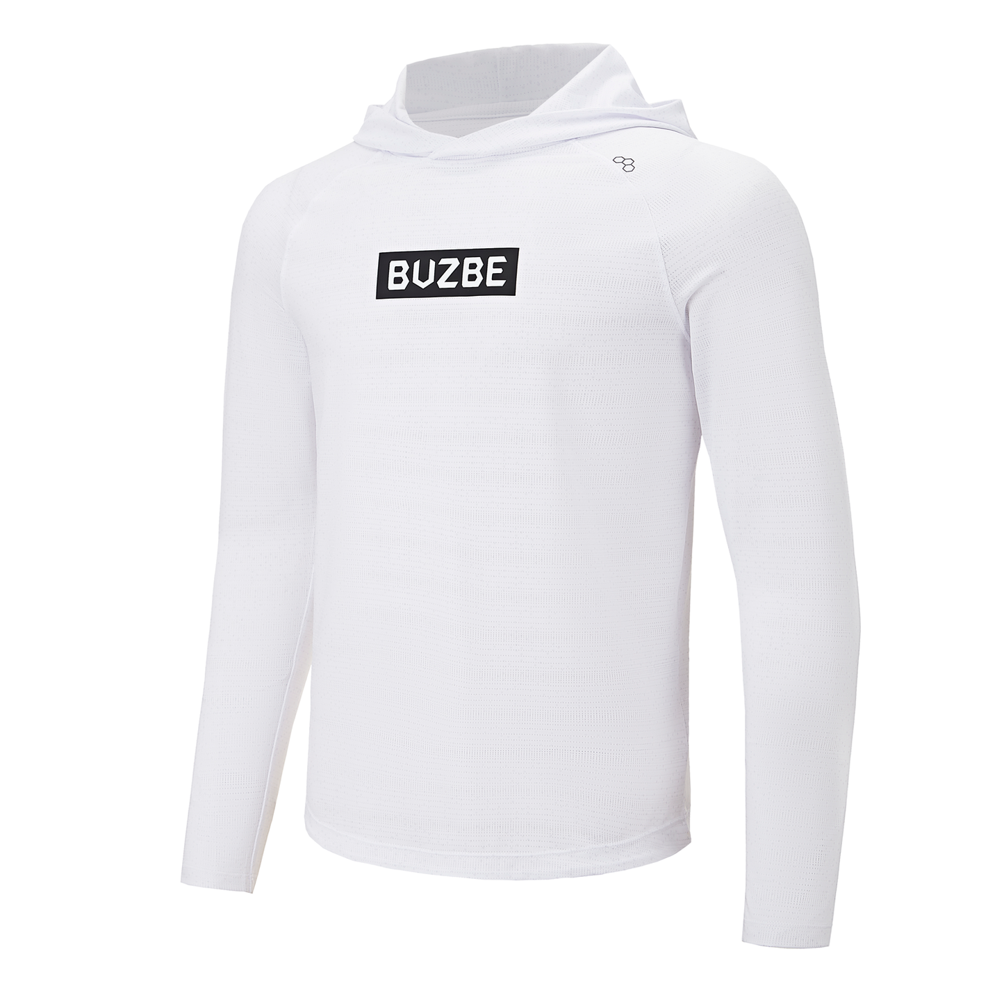 Name Badge LS Performance Hoodie - White Mini Hex