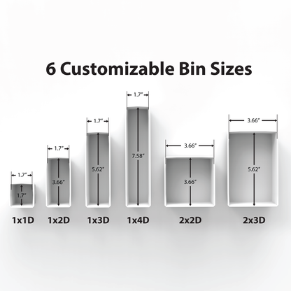 1 Customizable 2x3D (Deep) Bin (3.66" x 5.62")