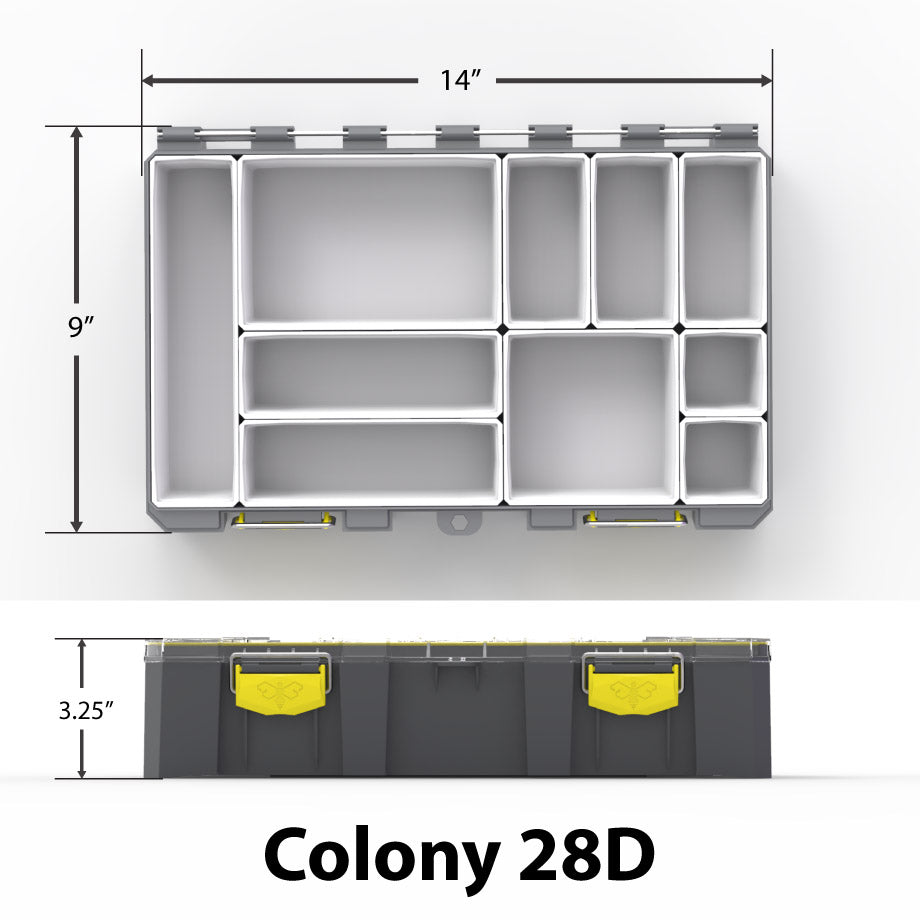  BUZBE Colony 28D (Deep) Modular Tackle Box, Waterproof Tackle  Box, Customizable Fishing Box, Plastic Storage Organizer Box, Saltwater  Tackle Box, Parts Box, Grey and Yellow : Sports & Outdoors