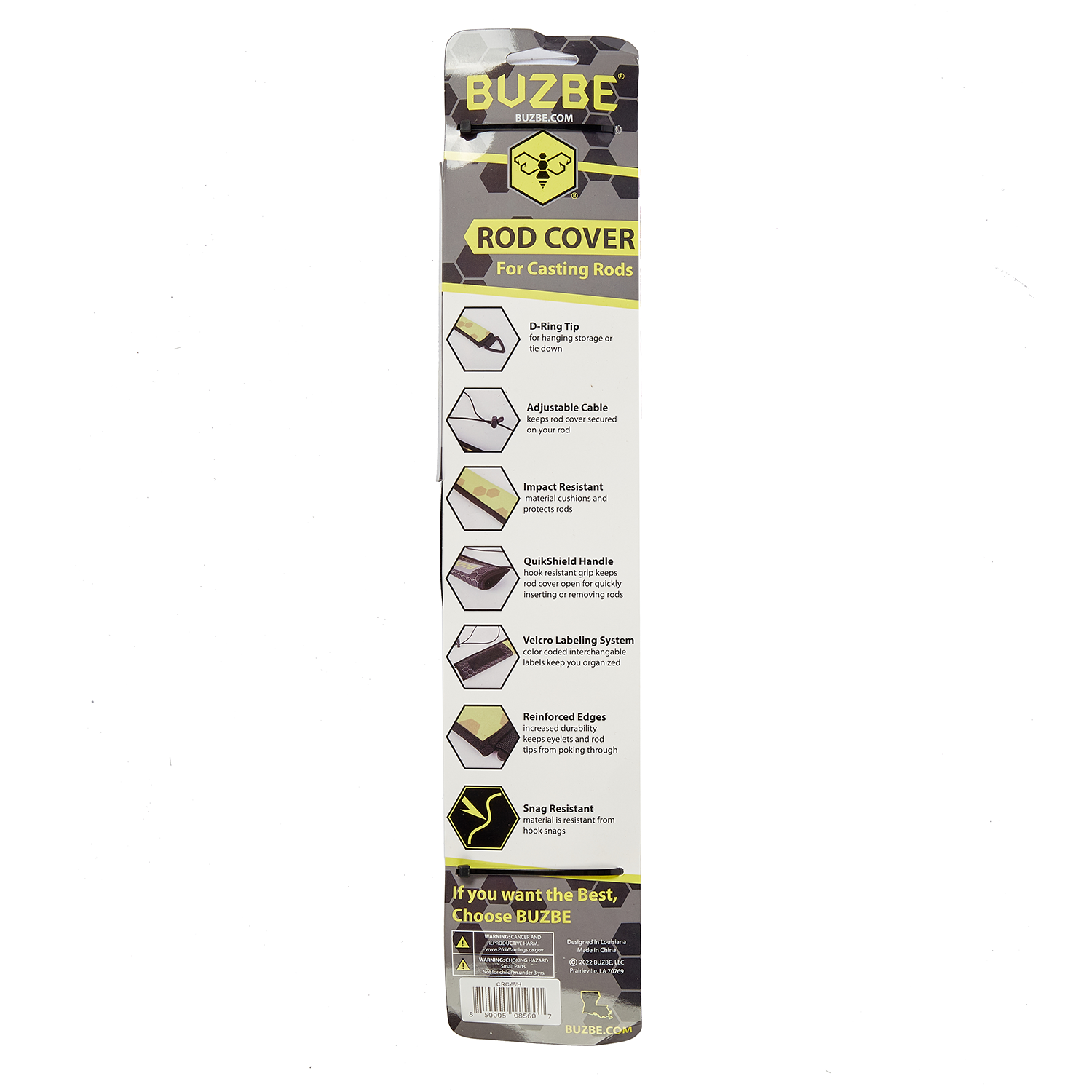 Buzbe CRC-LG Casting Quik-Shield Rod Cover-Light Grey